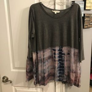 Gray top with tie dye accent